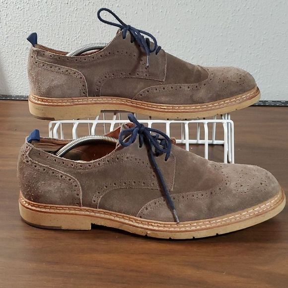J & M 1850 Pearce 27-1957 Gray &‎ Blue Suede Wingtip Brogues Oxfords Size 11½ - Picture 1 of 6